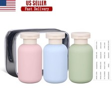 Refillable Travel Shampoo Bottles Leak Proof Flip Cap Toiletry Container Set New