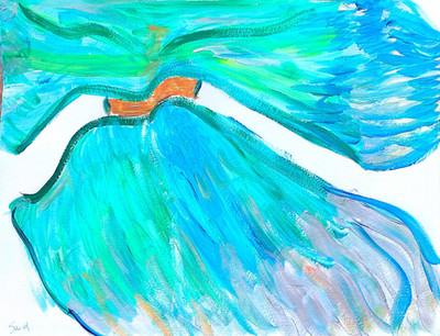 Angel Wings Protection Abstract 11 X 14'' Matte Paper Relax Love Surrounds Blues