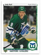 JODY HULL Autographed Signed 1990-91 Upper Deck ROOKIE card 322 Hartford Whalers