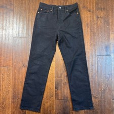Levis Wedgie Straight High Rise Black Denim Jeans 28 Button Fly Straight Leg