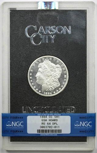 1884-CC Morgan Dollar $1 MS 64 DPL NGC GSA Hoard Box and COA