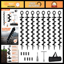 Heavy Duty Ground Anchor Screws - 8 Pack Spiral Stakes for Trampolines, Tents 