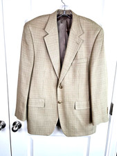 Chaps Ralph Lauren Mens 100 Silk Blazer Sport Coat 40S Brown Tan Two Button 40R