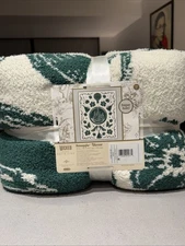 Wicked For Good Katie Kime Feather Knit Throw Blanket Green 50 x 60 NWT IN HAND