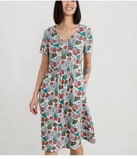 Seasalt Aileen Dress Ranunculus Chalk Size 8 Tie Front Comfy Summer Basic