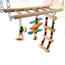 Pet Perch Wood Stand Toy Parrot Hammock Swing Bird Climbing Ladder