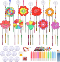 9 StüCk Blumen Windspiel Bastelset Muttertag Blume Bemalen Basteln Kinder Best M