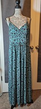 Whimsical Turquoise & Brown Earth Tone Flowy Maxi Boho, Earthy, Coastal, Beachy