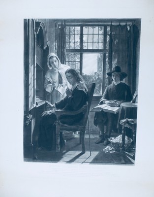 Radierung Milton Diktierend Samson Agonistes 77 x 101 cm