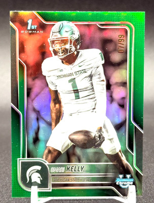2025 Bowman University Chrome Omari Kelly Green Refractor /99 Michigan State
