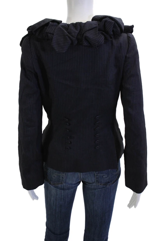 Blazer Anne Fontaine Mujer Azul Oscuro Rayas Lana Acrílico Manga Larga Talla S Foto 3 de 4