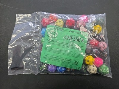 Chessex D20 Opaque Assorted Bag of Loose Dice 50 Pieces CHX 29420 New Mix 2025