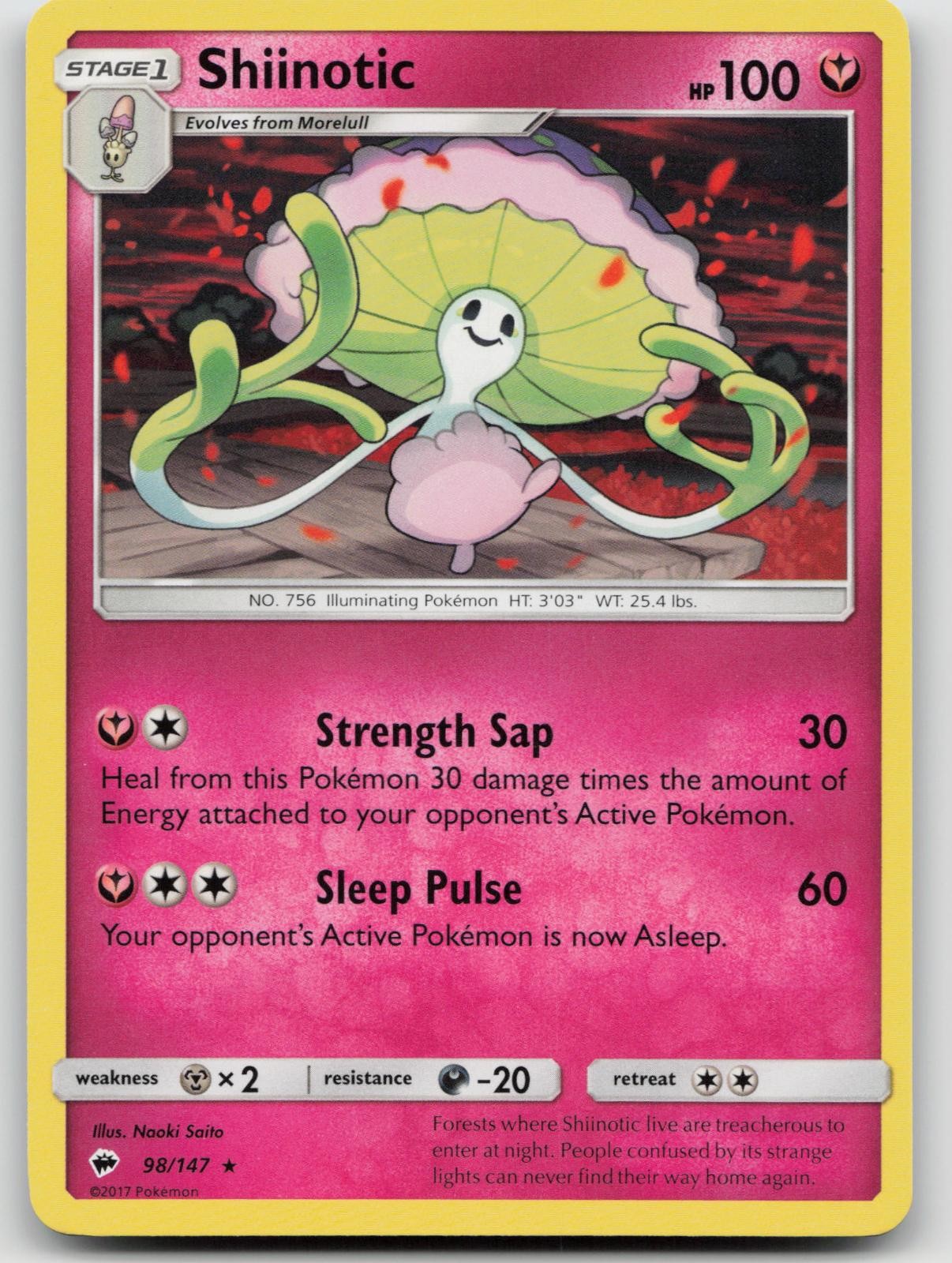 Shiinotic 98/147 Burning Shadows Pokemon NM
