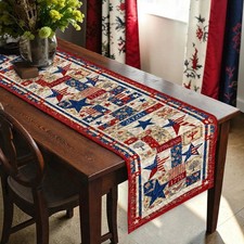 USA 250th Anniversary Quilt Table Runner Patriotic Flag Dining Room 4th July