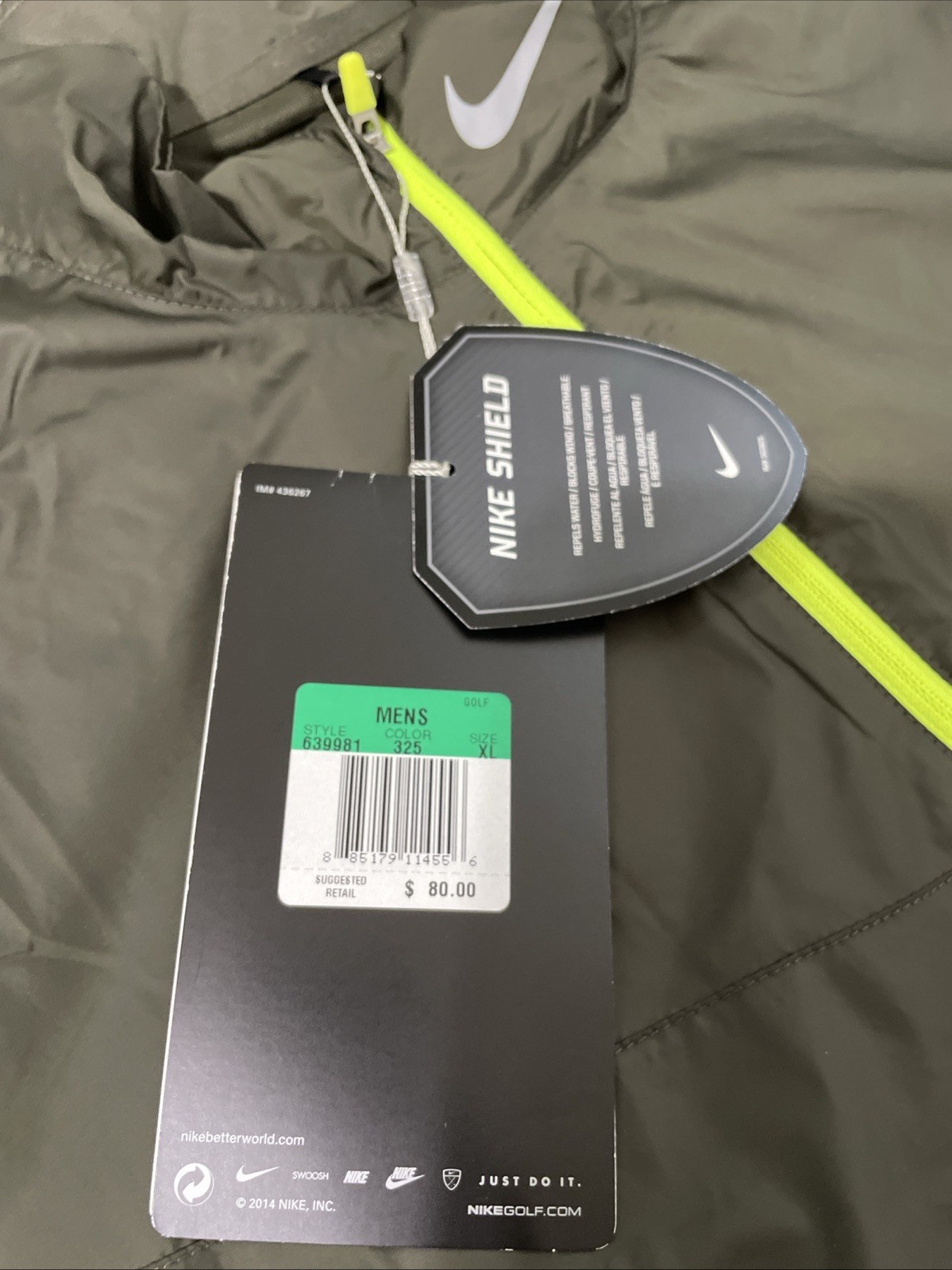 SACAI X NIKE Nike Golf Uomo Shield 1 4 Zip Top Elasticizzato Windwear VERDE Taglia XL 639981 325 Nuovo