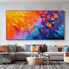 Orange Modern Texture Abstract Hand Painted Oil Painting on Canvas Home Decor 