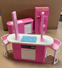 Vintage 1990 Mattel Barbie Kitchen Playset Lot Refrigerator, Stove,  Sink