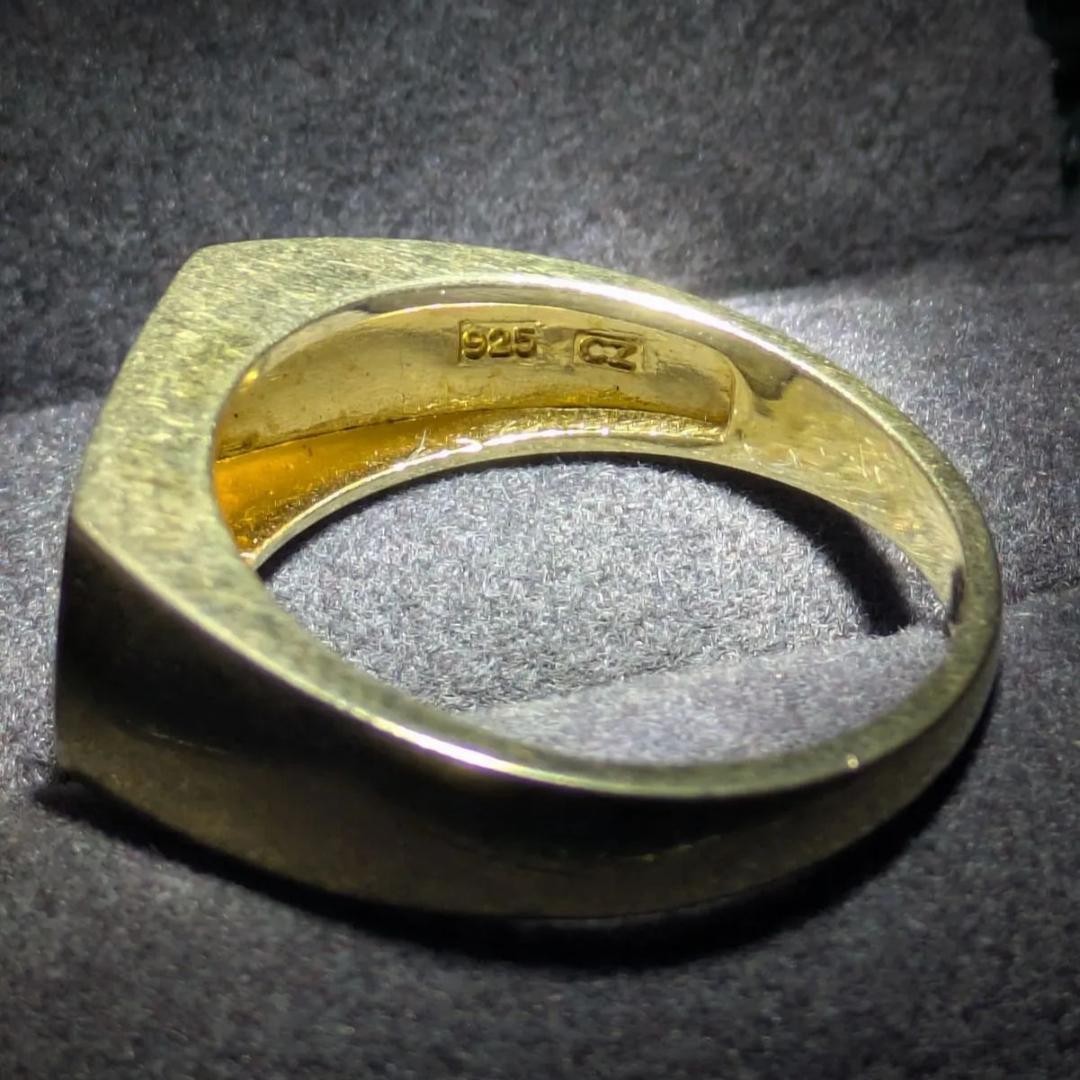 Silver GF Rectangular Signet Ring with Sparkling … - image 6