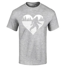 shop4ever Bigfoot Heart Love Sasquatch T-shirt Valentine Shirts