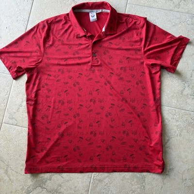 Puma Volition America Golf Polo Shirt Mens XL BBQ Cookout All Over Print Red
