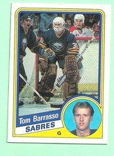 (1) TOM BARRASSO 1984-85 O-PEE-CHEE # 18 SABRES ROOKIE EX-MT CARD (N6254). rookie card picture