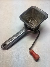 Vintage Aluminum &ldquo;Moulin-Legumes&rdquo; Food Mill with Red Wooden Crank Handle  France
