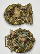 Neiger(?) Czech Egyptian Revival Faux Snake Skin Belt Buckle (?)Signed Art Deco