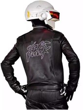 Men's Daft Punk Electroma Get Lucky Black Biker Cosplay Real Leather Jacket