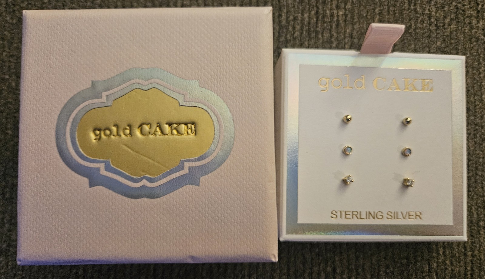 Gold Cake Micro Tiny Small Stud Earrings Brand Ne… - image 1