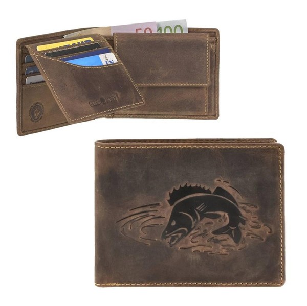 Greenburry GeldböRse Markante Zander-PräGung Vintage – Leder Antikbraun-image