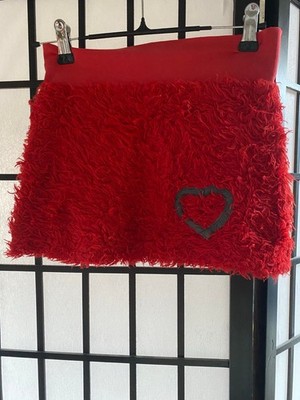 LOFFf Mädchen Rock Gr. 116 Rot Herz Fransen Zottelrock ausgefallen