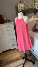 Pink Rose Slip Dress Silky Sleeveless Shift Romantic Wedding Party New