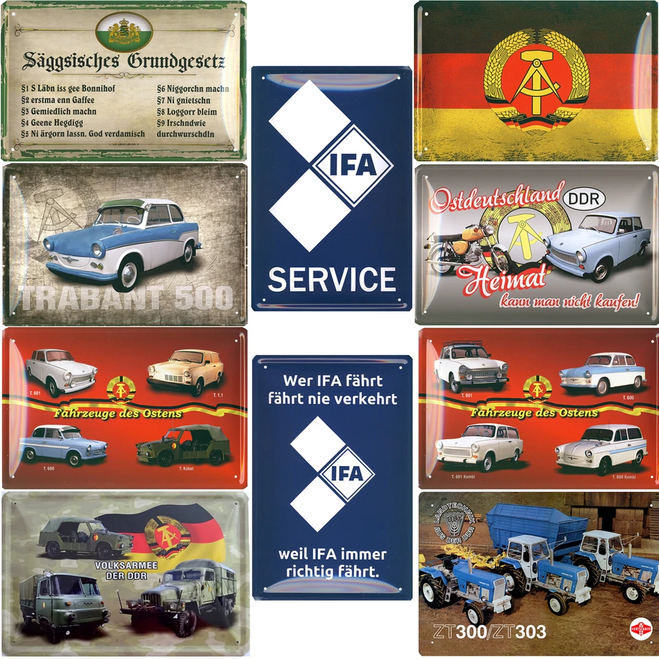 DDR Blechschilder Schilder 20x30cm Deko Werkstatt Trabi Auto Ostdeutschland Ossi
