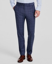 Calvin Klein Men's Blue Plaid Slim-Fit Wool Blend Suit Pants Size 32W 30L