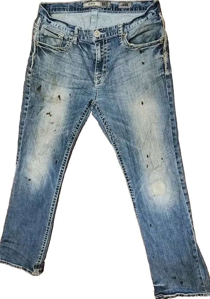 BKE DEREK Jeans Men’s 34R 34x30 Blue Denim Distre… - image 1