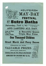 1897 SAN FRANCISCO SUTRO BATHS MAY-DAY FESTIVAL~1,000 CHILDREN MARCH~PROMO FLYER