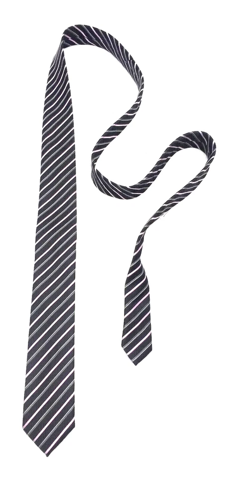 男式领带品牌 Q 60 英寸紧身黑色粉红色银色对角线条纹意大利 — 第 3/4 张图片