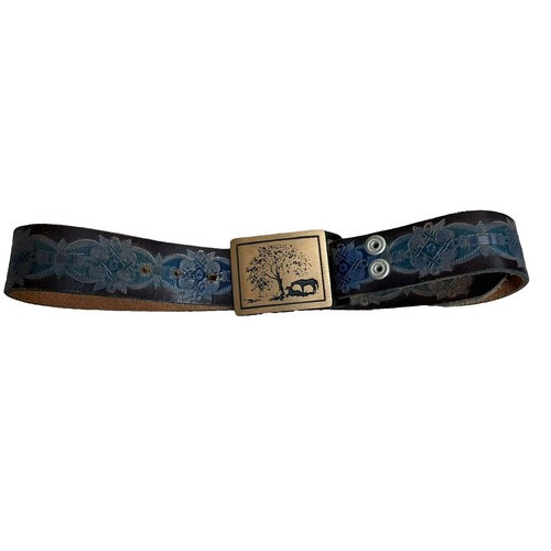 Vintage Tan LEATHER BELT Retro Boho SouthwesternSwirled  display picture 3