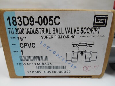 183D9-005C SPEARS CPVC TYPE 2000 INDUSTRIAL TRUE UNION BALL VALVE SOC/FIPT 1/2 