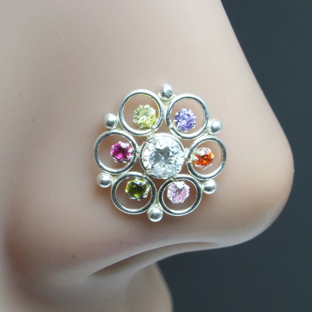 Silver colour nose pin deals