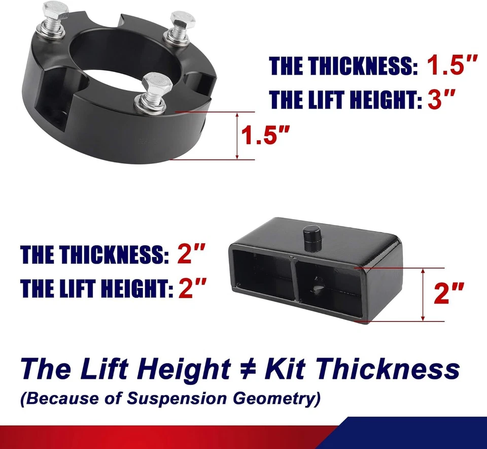 3" Front 2" Rear Leveling Lift Kit for 2005-2023 Toyota Tacoma 2WD 4WD 4x4 6 Lug Foto 4 de 4