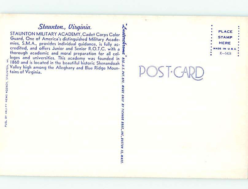 Pre1980 MILITARY SCENE Staunton Near Harrisonburg & Charlottesville