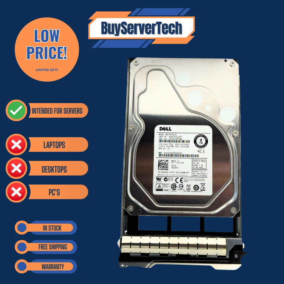 Dell 829T8 2TB 7.2K RPM 3.5" SAS 6Gb/s Enterprise HDD 0829T8 | Verified | 1YR - Image 4 of 4