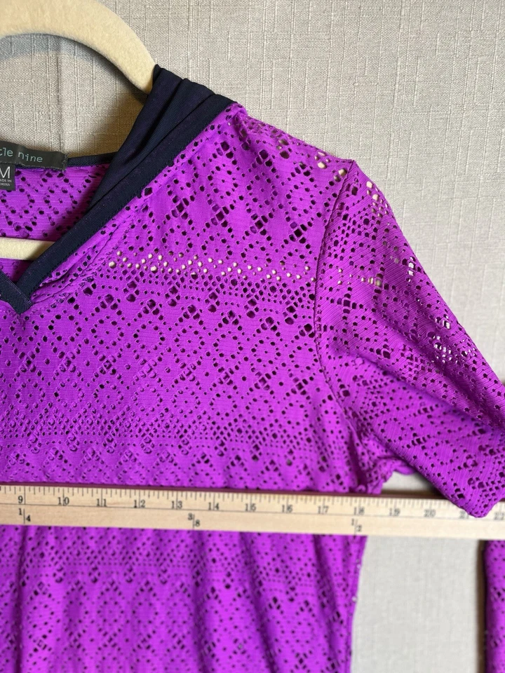 Túnica Title Nine rosa corte láser natación playa encubrir encaje con capucha traje de baño vestido Foto 4 de 4