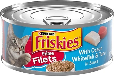 Purina Friskies Wet Cat Food,Prime Filets With Ocean Whitefish & Tuna 5.5 Oz(24)