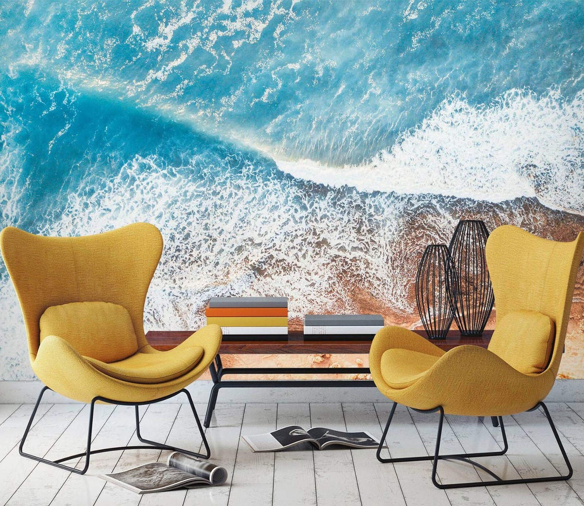 Papier Peint Autocollant 3D Sea Water Feeling - Effet Eau De Mer, Déco Murale Amovible