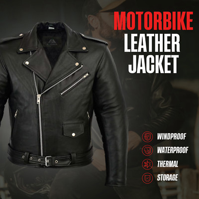 Genuine Leather Motorbike Jacket with CE Protective Armour