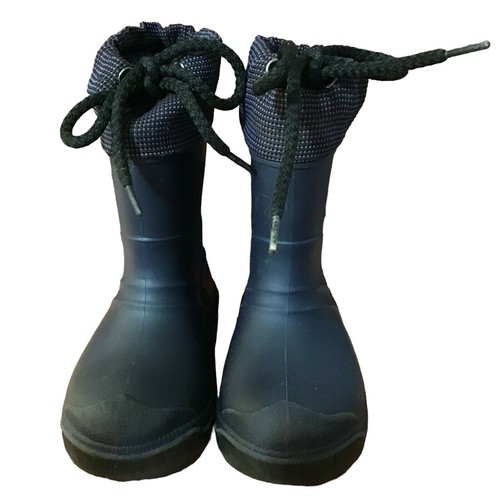 Kamik Rain Boots Toddler Size 8 Blue Black Waterproof Rubber Mid Calf Pull On - Picture 2 of 9