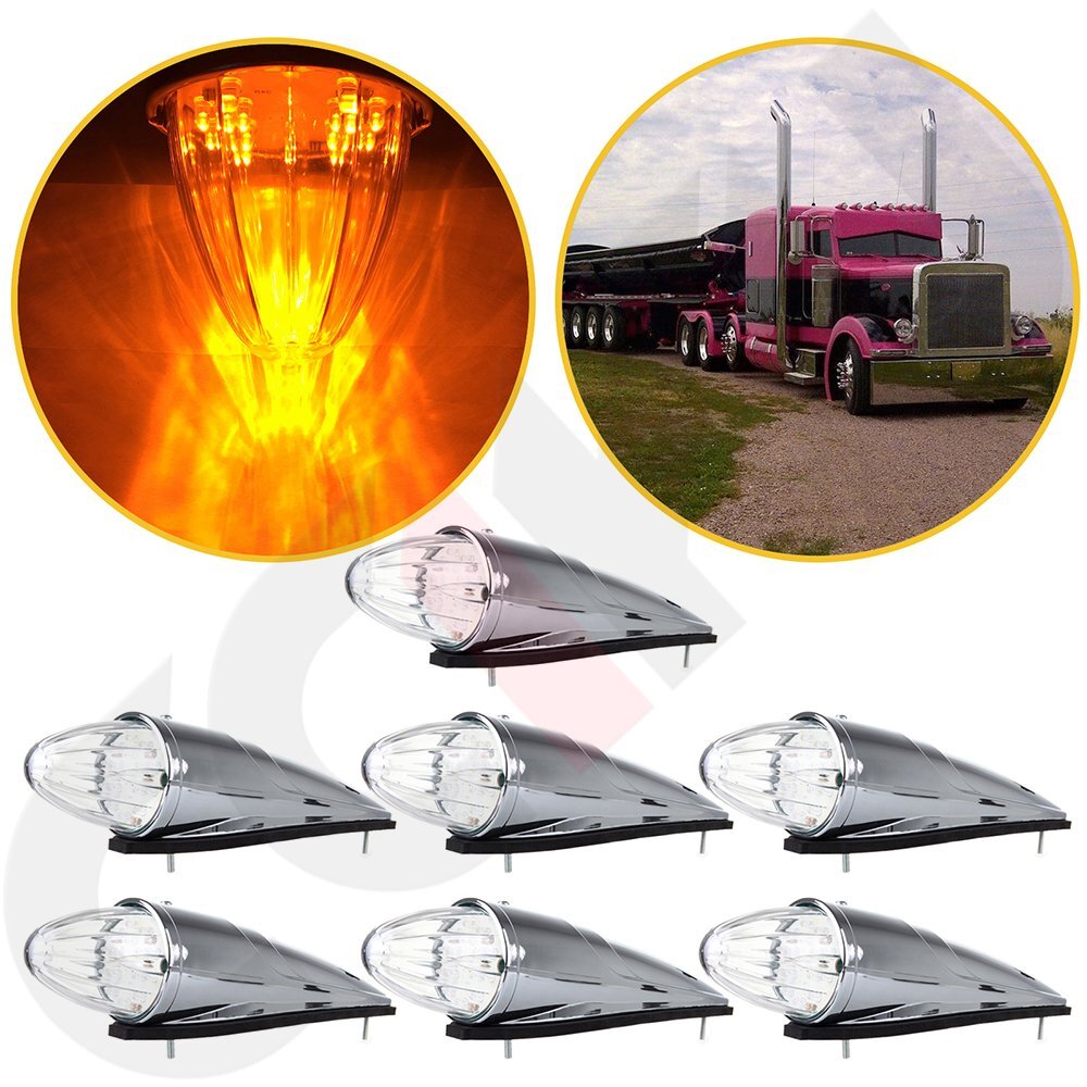 7pcs 15.5 inch Mid Roof Cab roof Top  Lamp Amber for truck trailer Mack Torpedo