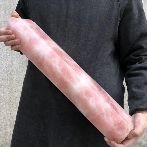 19.5LB NNatural Rose Quartz Crystal Obelisk Wand Point Cystal Reiki Tower Heal - Picture 9 of 19